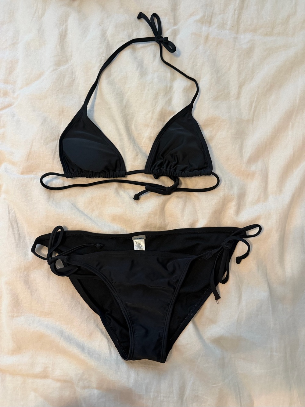 Old Navy Black String Triangle Bikini Set - Mixed size S top M bottom - low rise
